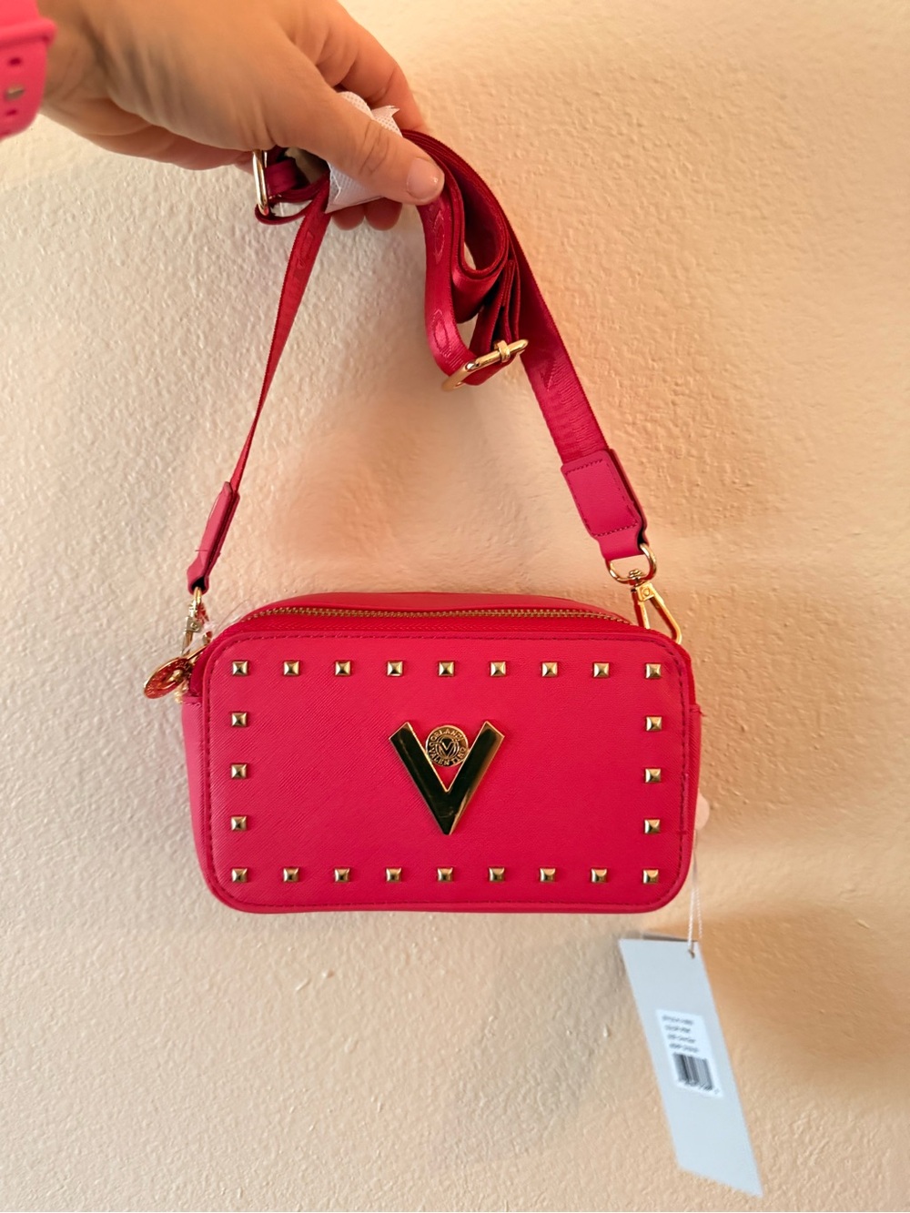 Valentino Orlandi Hot Pink Studded Crossbody Bag
